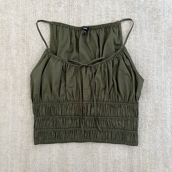 Express Tops - Express Green Cotton Boho Peasant Blouse Crop Top M Resort
